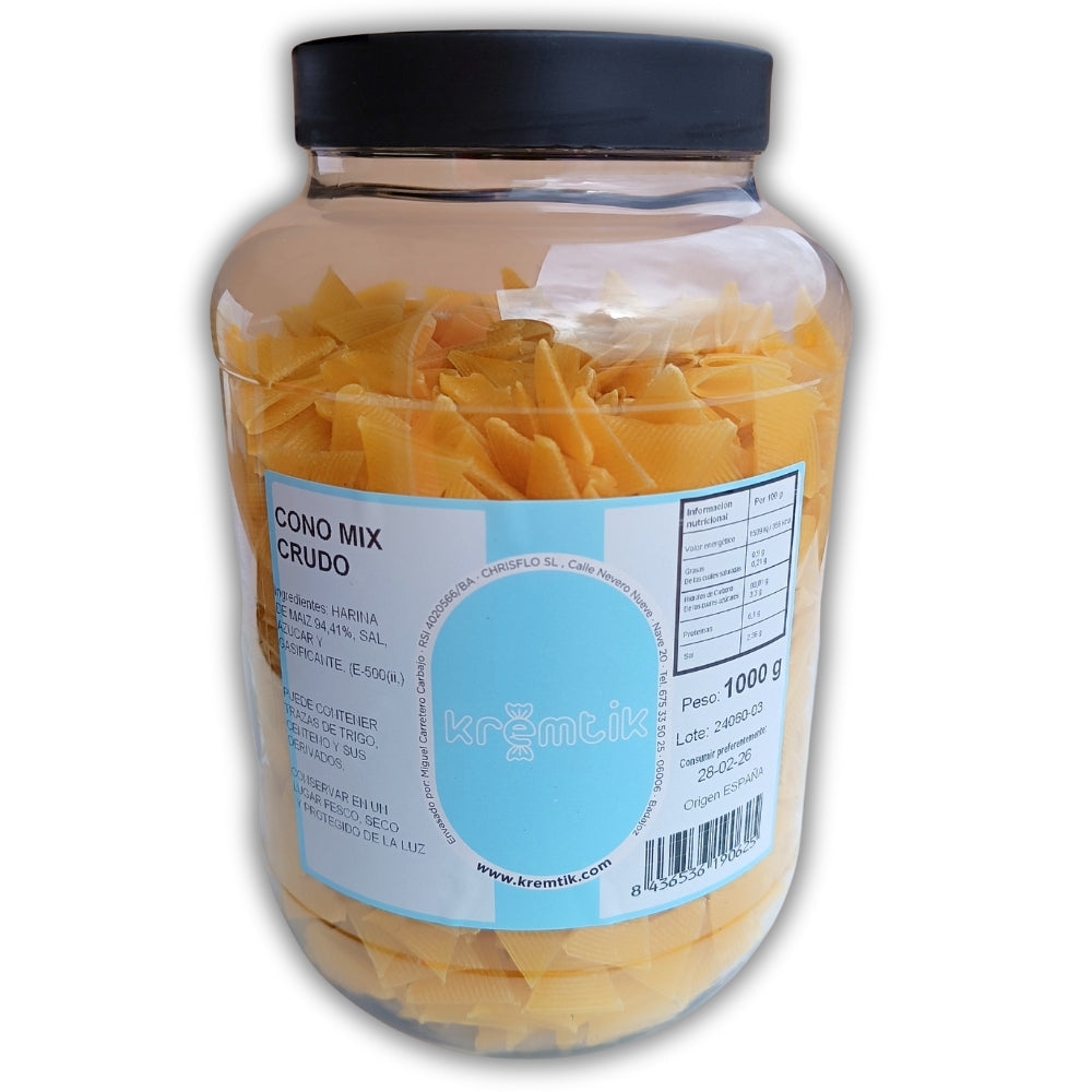 Conos Maíz Crudo - Snacks Para Freír en Casa | Formato Tarro Reutilizable 1KG