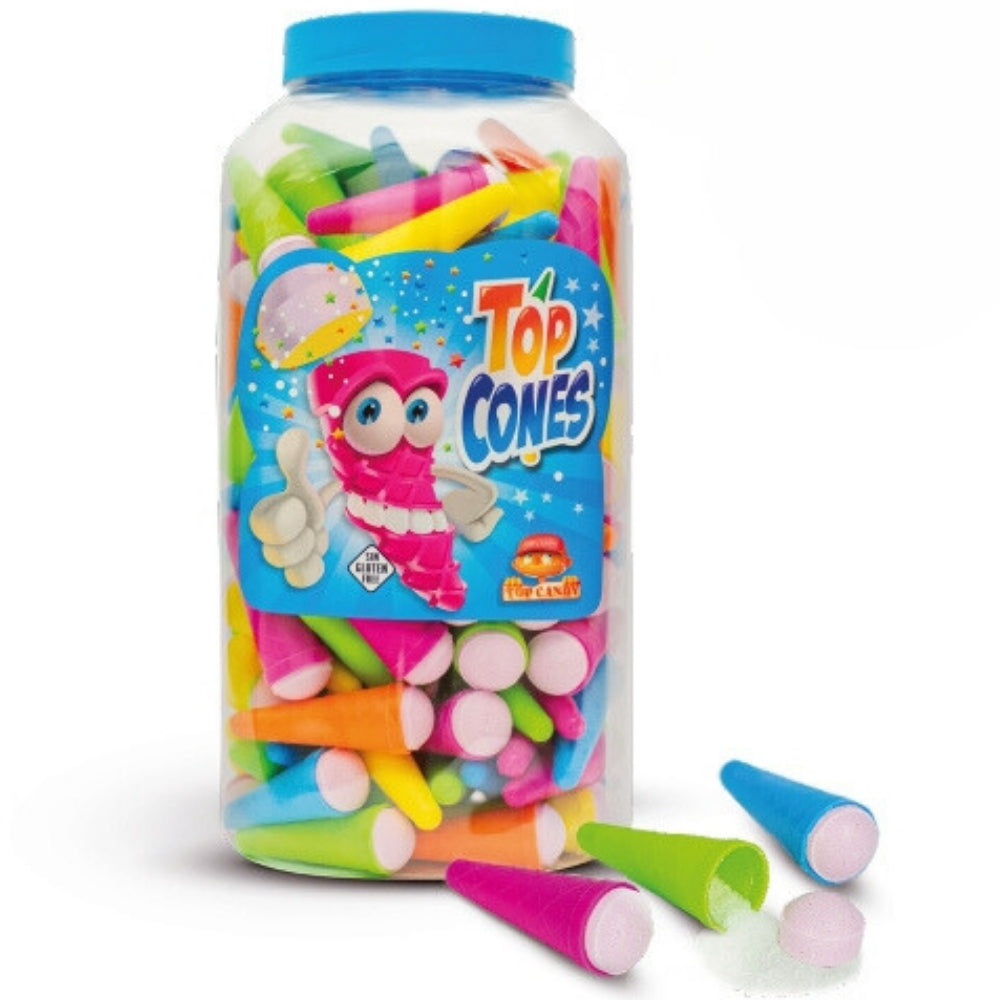 Top Cones Caramelo Comprimido Pica Pica - Colores Surtidos - Top Candy | Contiene 150 Unidades - 1875g