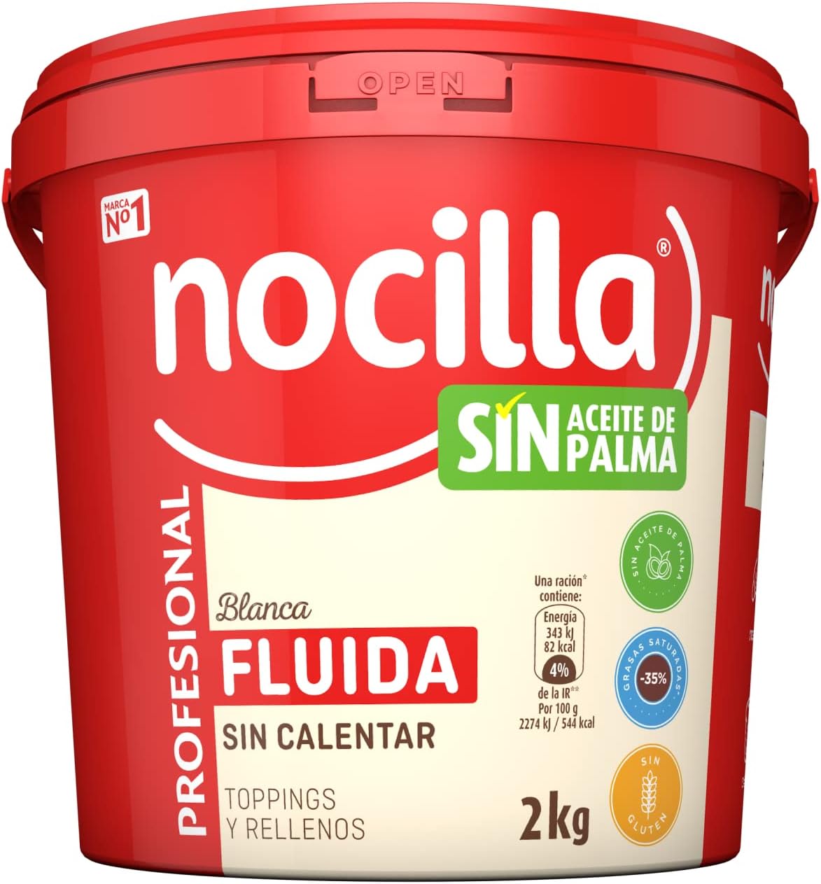 Nocilla Blanca Chocolate - Fluída y Fácil de Untar - Sin Aceite de Palma | Formato Mayorista Tarro 2KG