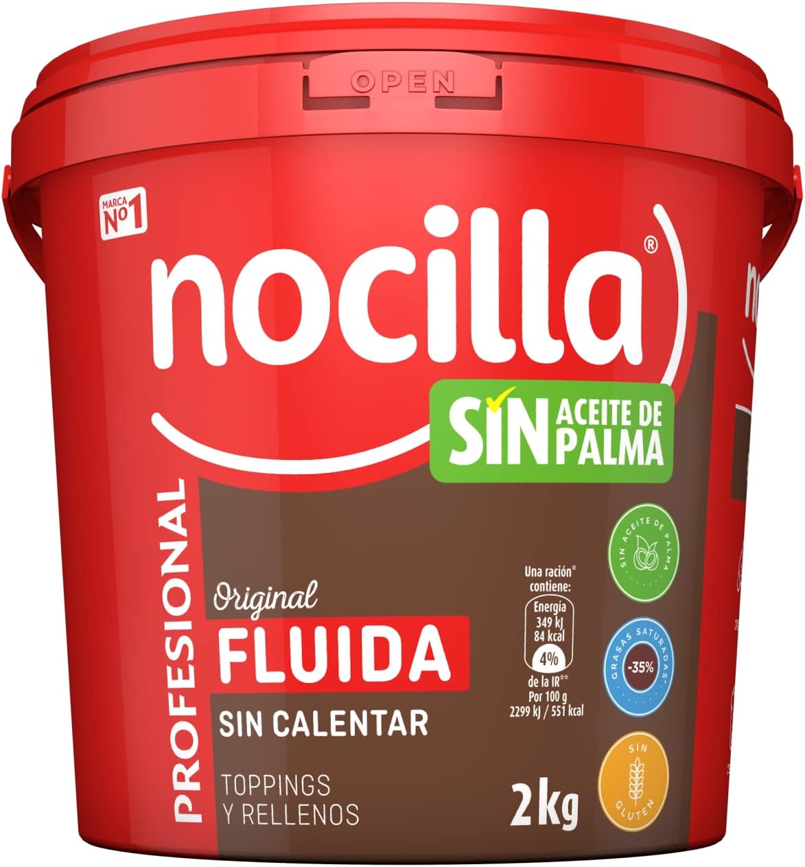 Nocilla Chocolate Original - Fluída y Fácil de Untar - Sin Aceite de Palma | Formato Mayorista Tarro 2KG