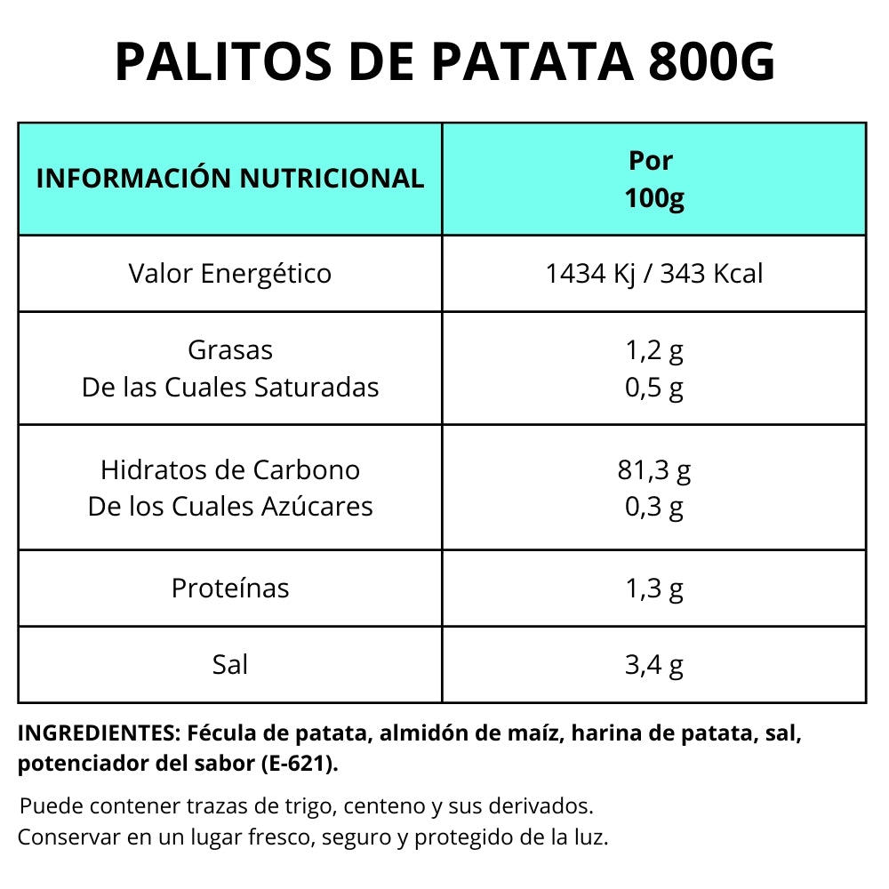 Palitos de Patata - Snacks Para Freír En Casa | Formato Tarro 800G