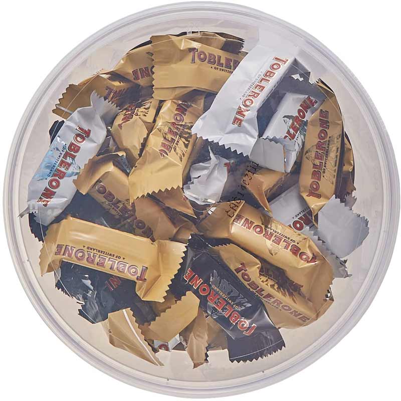 Toblerone Mini Chocolates Surtido | Blanco, Original y Negro | Tarro 900g - 110 Unidades Aprox.