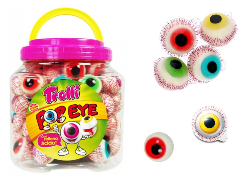 Ojos Trolli Rellenos - Fiesta Halloween | Tarro 85 Unidades