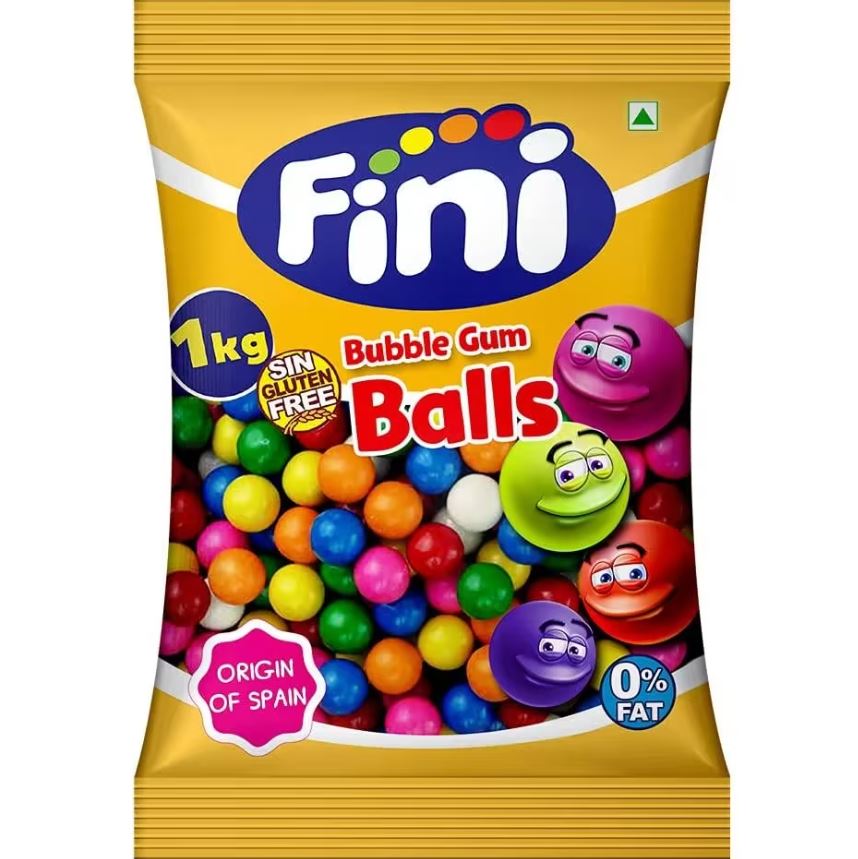 Fini Bolas Chicles Colores Surtidos | Tamaño Pequeño para Refill - Bolsa 1KG