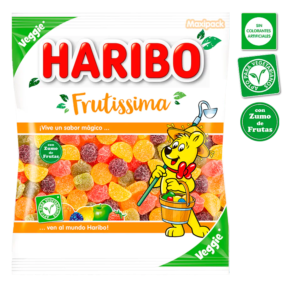 Frutissima Veggie - Gominolas Veganas Haribo | Formato Bolsa 1KG