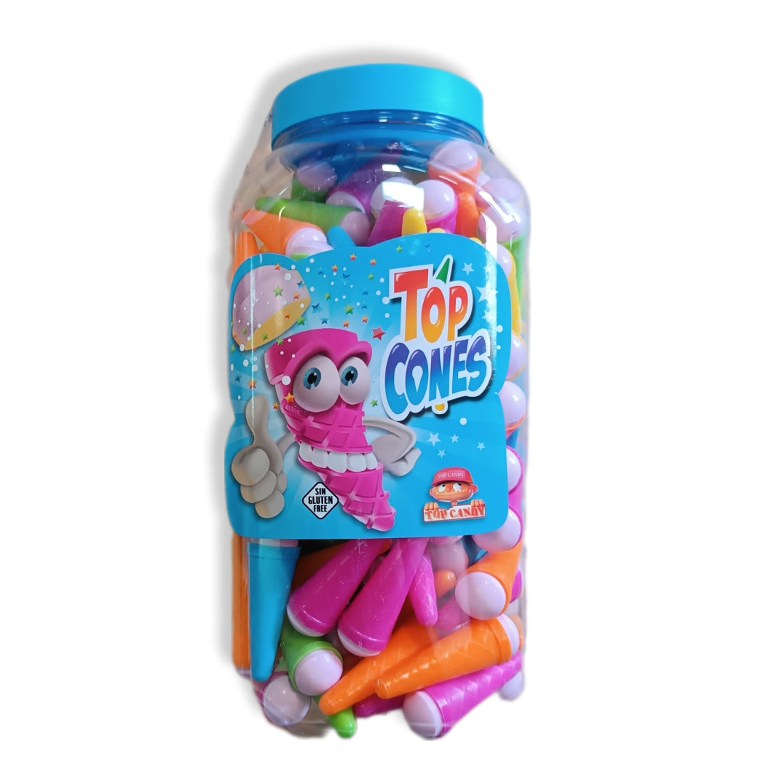 Top Cones Caramelo Comprimido Pica Pica - Colores Surtidos - Top Candy | Contiene 150 Unidades - 1875g