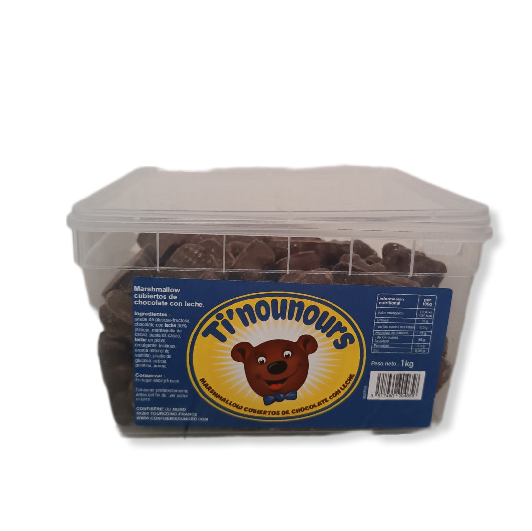 Oso Marshmallow Recubierto Chocolate Con Leche | Formato Tarro Reutilizable 1kg