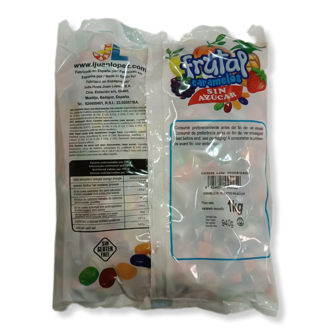 Caramelos SIN AZÚCAR y SIN GLUTEN - Sabores Frutales Surtidos | Formato Bolsa 1KG