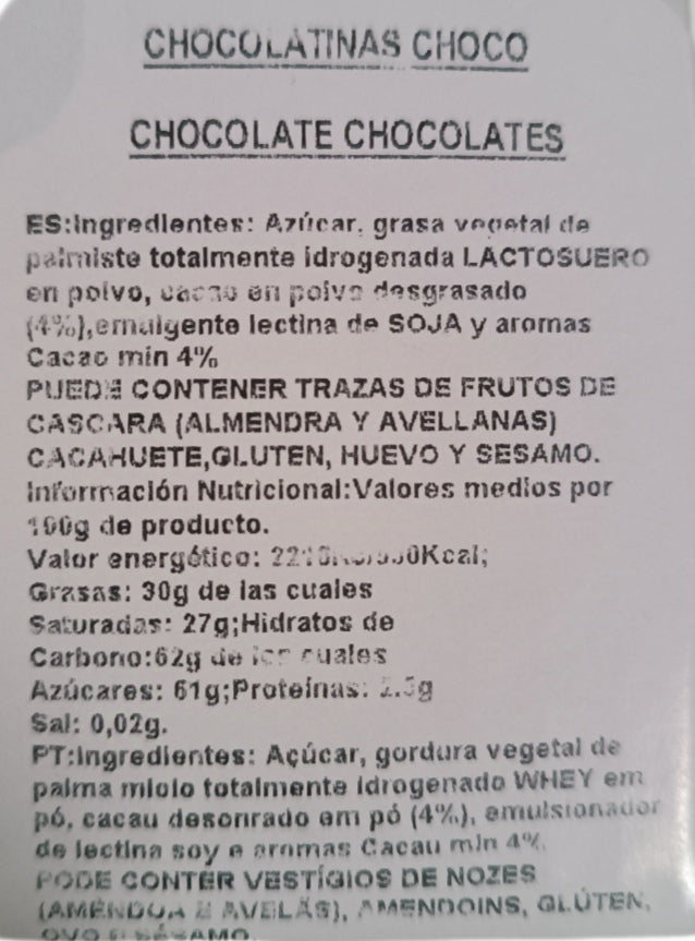 Mariquitas De Chocolate Caja De 2kg