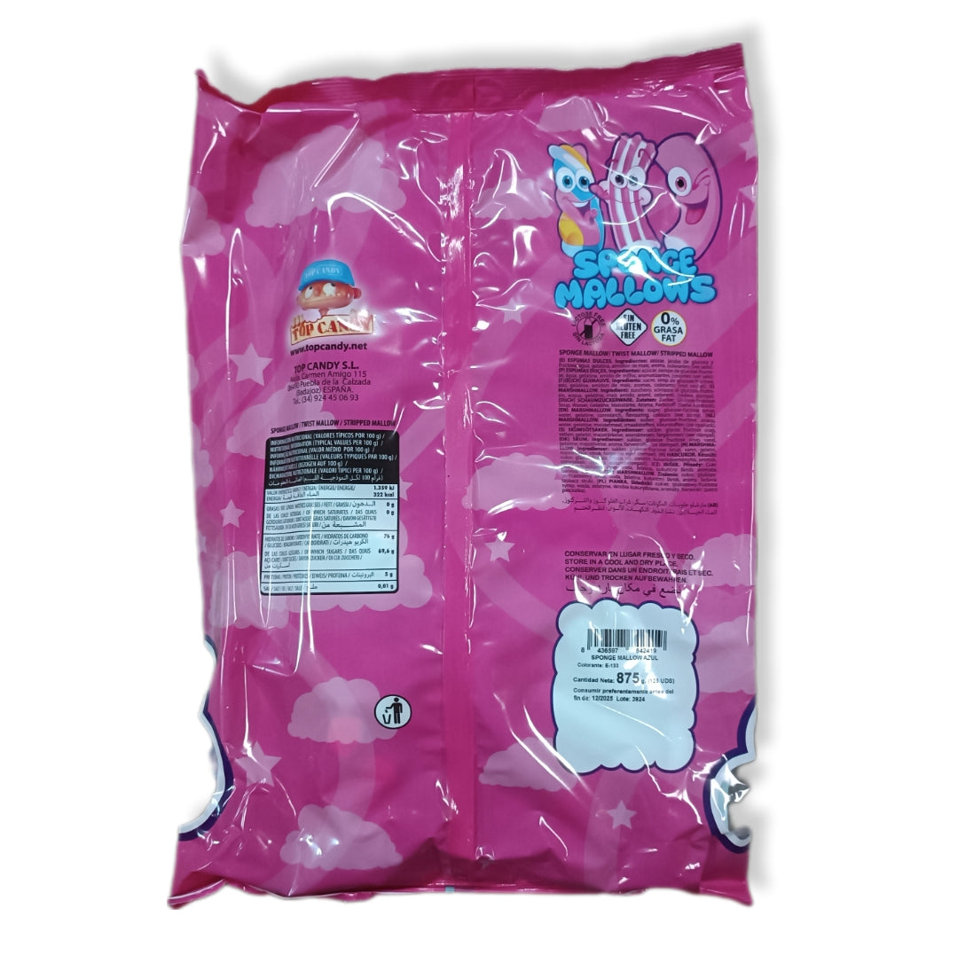 SPONGE MALLOW AZUL 6,5 g | Formato Bolsa 125 Unidades - Sin Gluten, Sin Lactosa, 0% Grasa Fat