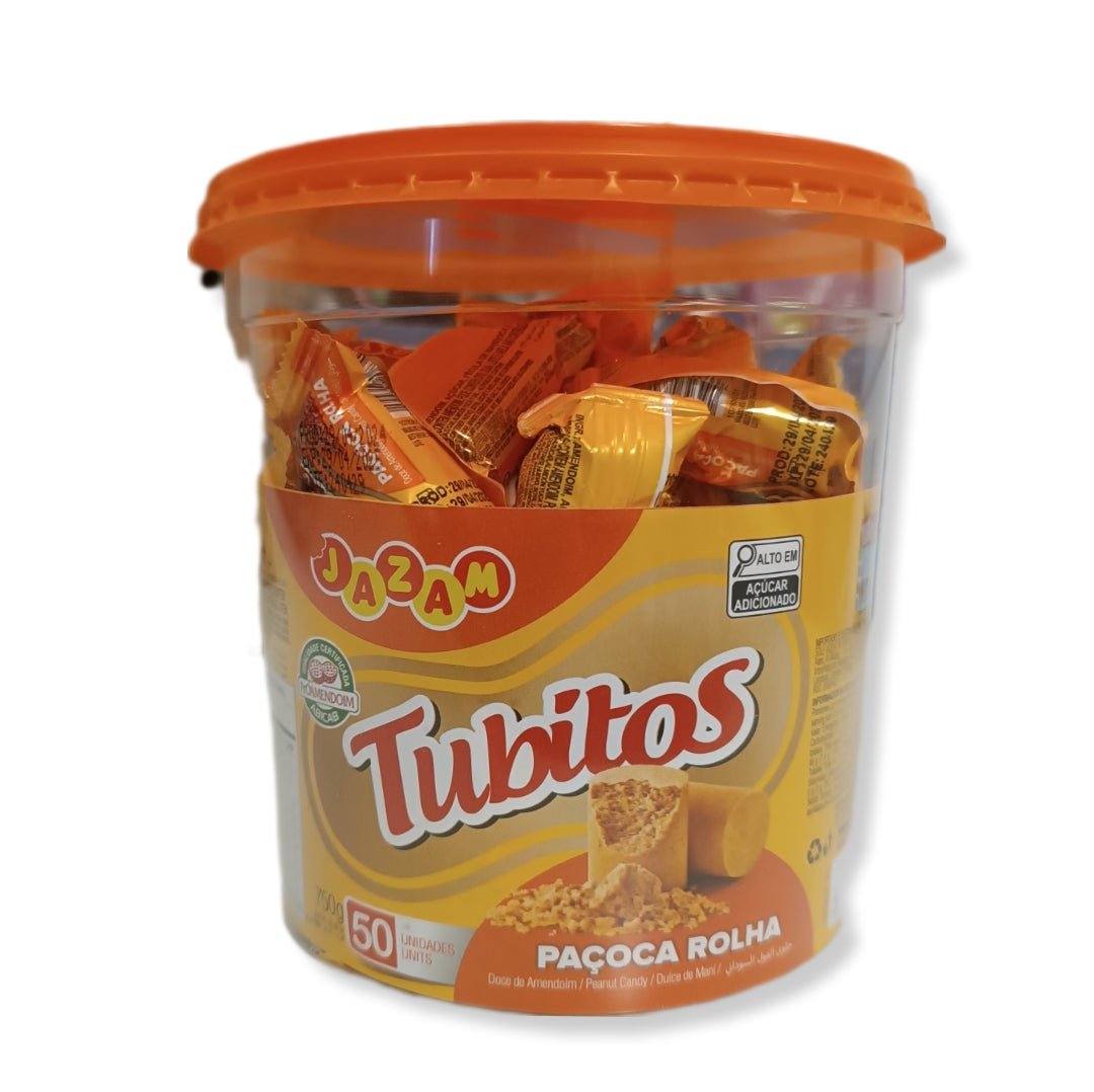 Tubitos Dulce Cacahuete De Maní 50 Unidades | Formato 750G Tarro Reutilizable - Origen Brasil