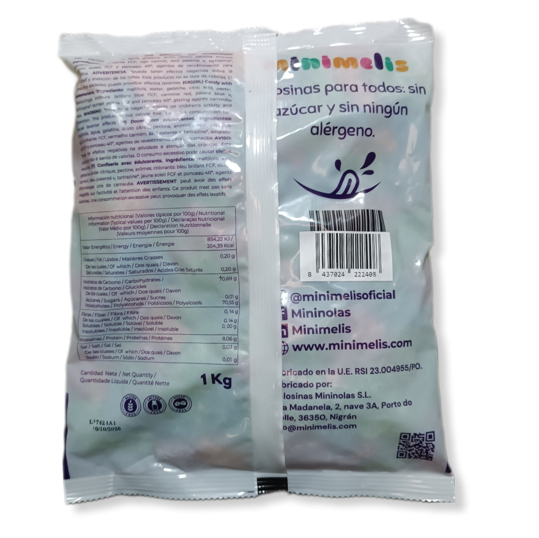 Mix Ositos Multicolor Pica Minimelis Sin Azúcar,Sin Gluten,Sin Lactosa| Formato Bolsa 1kg