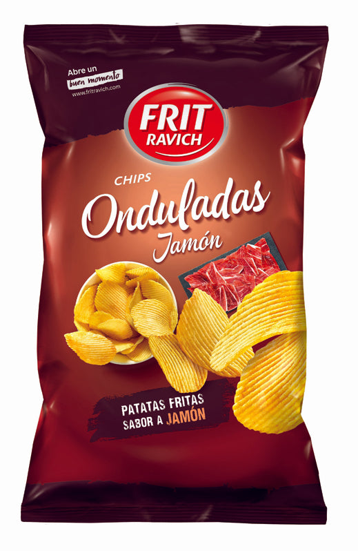 PATATAS FRITAS ONDULADAS JAMON | Contiene 11 Unidades de 160g